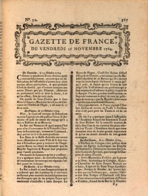 Gazette de France Freitag 16. November 1764