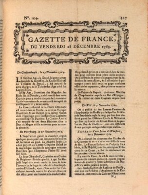 Gazette de France Freitag 28. Dezember 1764