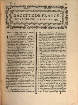 Gazette de France Freitag 18. Januar 1765