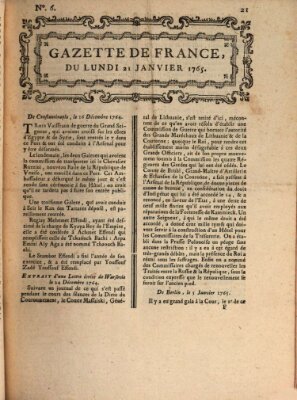 Gazette de France Montag 21. Januar 1765