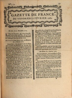 Gazette de France Freitag 8. Februar 1765