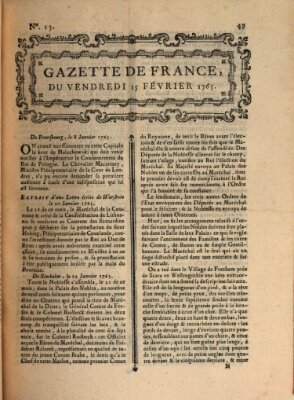 Gazette de France Freitag 15. Februar 1765