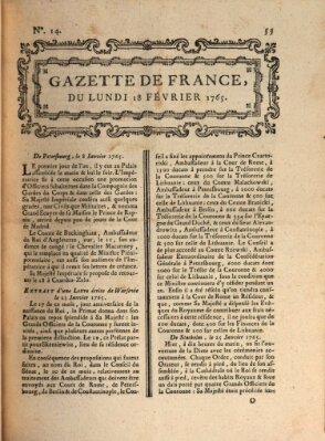 Gazette de France Montag 18. Februar 1765