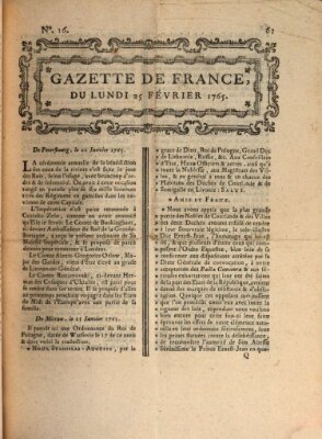 Gazette de France Montag 25. Februar 1765