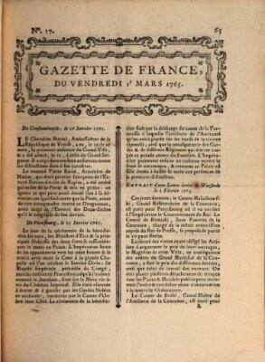 Gazette de France Freitag 1. März 1765