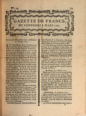 Gazette de France Freitag 8. März 1765