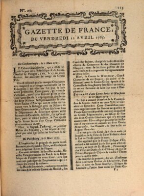 Gazette de France Freitag 12. April 1765