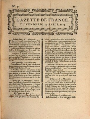 Gazette de France Freitag 19. April 1765