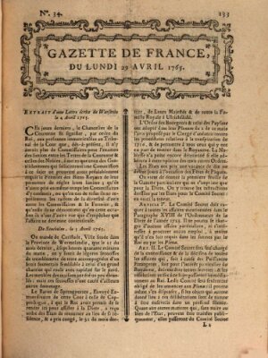 Gazette de France Montag 29. April 1765