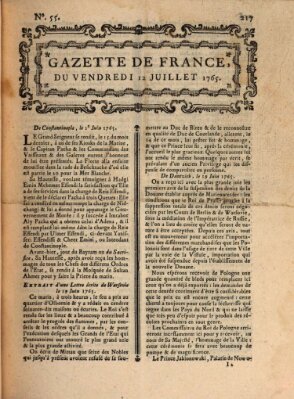 Gazette de France Freitag 12. Juli 1765