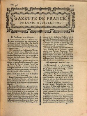 Gazette de France Montag 15. Juli 1765