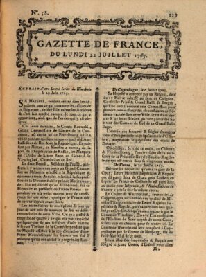 Gazette de France Montag 22. Juli 1765