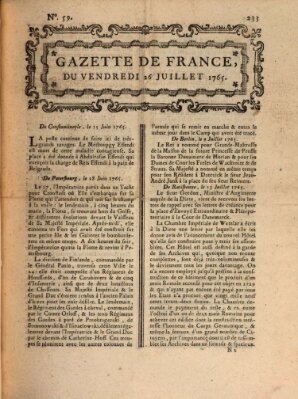 Gazette de France Freitag 26. Juli 1765