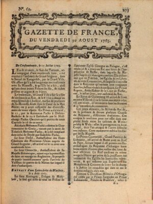 Gazette de France Freitag 30. August 1765