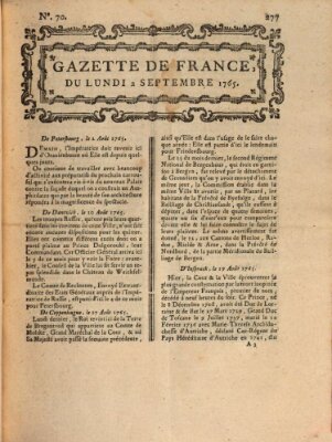 Gazette de France Montag 2. September 1765