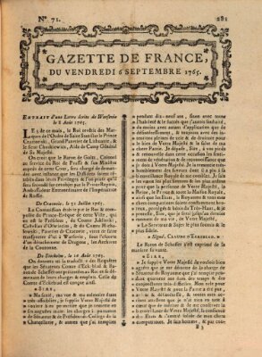 Gazette de France Freitag 6. September 1765