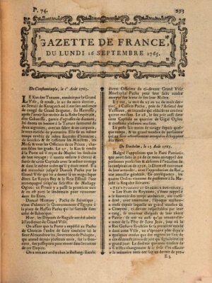 Gazette de France Montag 16. September 1765