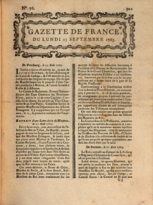 Gazette de France Montag 23. September 1765