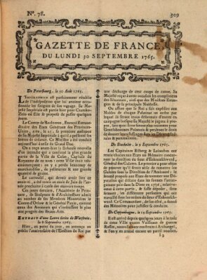 Gazette de France Montag 30. September 1765