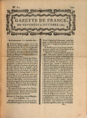 Gazette de France Freitag 11. Oktober 1765