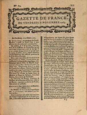 Gazette de France Freitag 8. November 1765