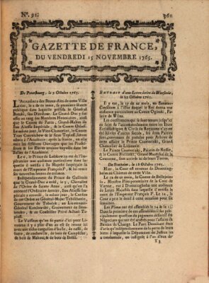 Gazette de France Freitag 15. November 1765