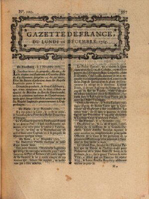 Gazette de France Montag 16. Dezember 1765