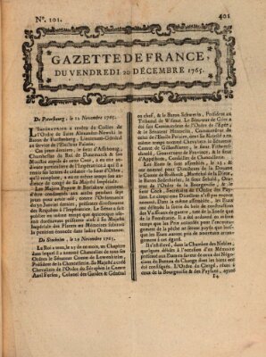 Gazette de France Freitag 20. Dezember 1765