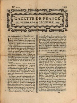 Gazette de France Freitag 27. Dezember 1765