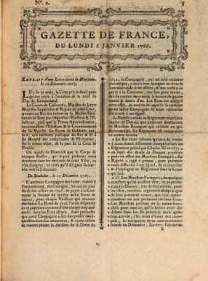 Gazette de France Montag 6. Januar 1766