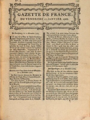 Gazette de France Freitag 17. Januar 1766