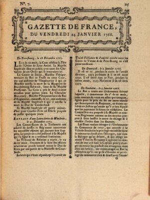 Gazette de France Freitag 24. Januar 1766