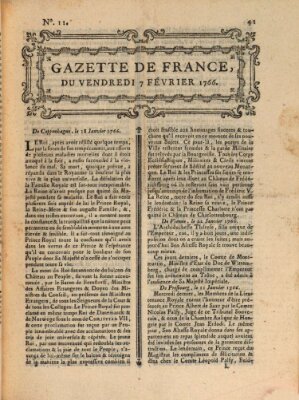 Gazette de France Freitag 7. Februar 1766