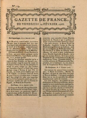 Gazette de France Freitag 14. Februar 1766