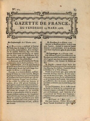 Gazette de France Freitag 14. März 1766