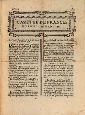 Gazette de France Montag 17. März 1766