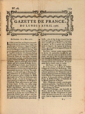 Gazette de France Montag 7. April 1766