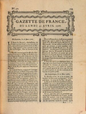 Gazette de France Montag 21. April 1766