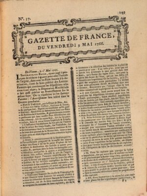 Gazette de France Freitag 9. Mai 1766