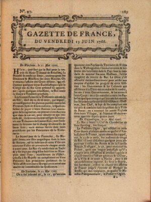 Gazette de France Freitag 13. Juni 1766