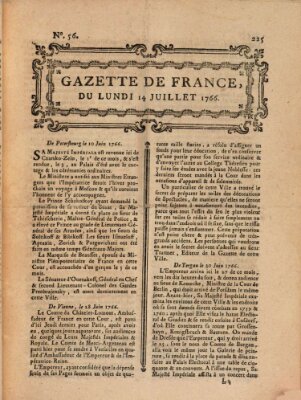 Gazette de France Montag 14. Juli 1766