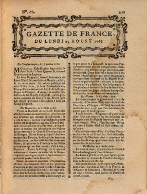 Gazette de France Montag 25. August 1766