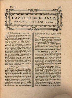 Gazette de France Montag 15. September 1766