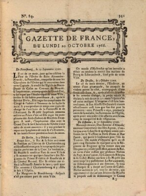 Gazette de France Montag 20. Oktober 1766