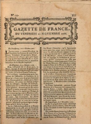 Gazette de France Freitag 21. November 1766