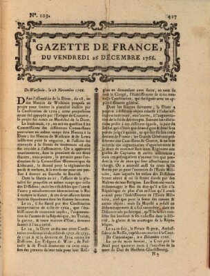 Gazette de France Freitag 26. Dezember 1766