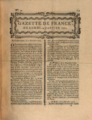 Gazette de France Montag 14. Januar 1771