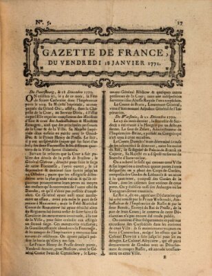 Gazette de France Freitag 18. Januar 1771