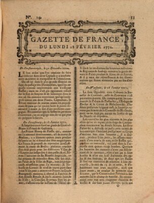 Gazette de France Montag 18. Februar 1771