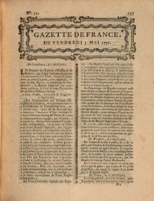 Gazette de France Freitag 3. Mai 1771